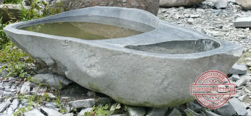 Product image 3 of the product “Riverstone basin, natural surface, polished inside. Dia approx 121-130cm Height 41-50cm ”